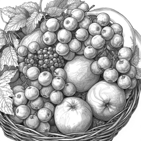 Frutas em Estilo Realista (Desenho para Colorir)