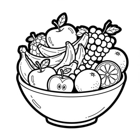 Frutas em uma Tigela (Desenho para Colorir)