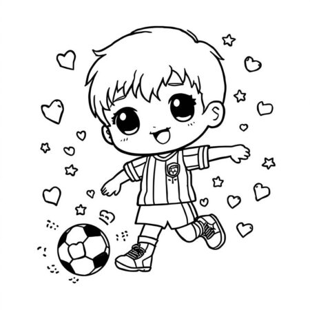 Futebol Jogador Kawaii (Desenho para Colorir)
