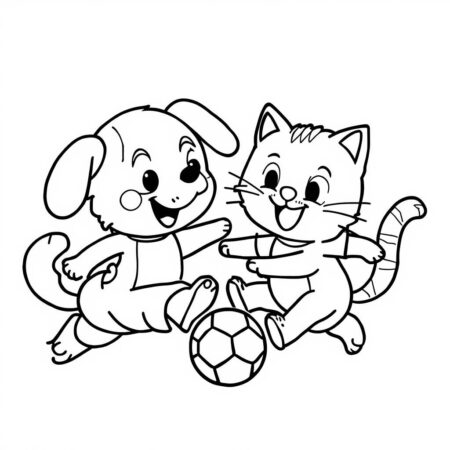 Futebol e Animais (Desenho para Colorir)