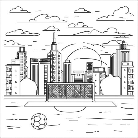 Futebol e Cidade (Desenho para Colorir)