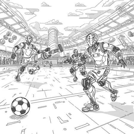 Futebol e Tecnologia (Desenho para Colorir)
