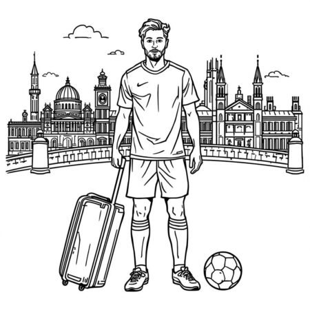 Futebol e Viagem (Desenho para Colorir)