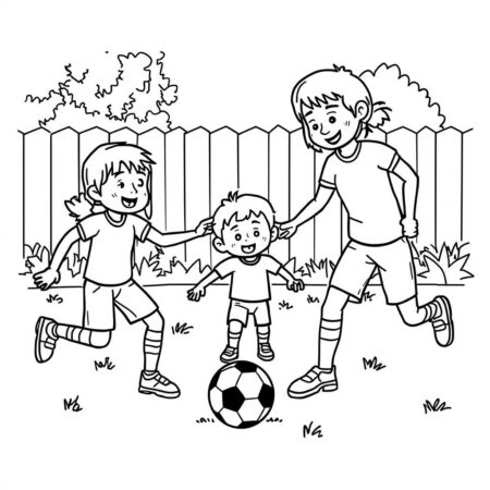 Futebol em Familia (Desenho para Colorir)