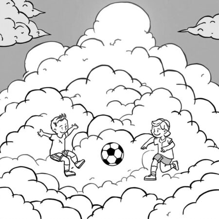 Futebol nas Nuvens (Desenho para Colorir)