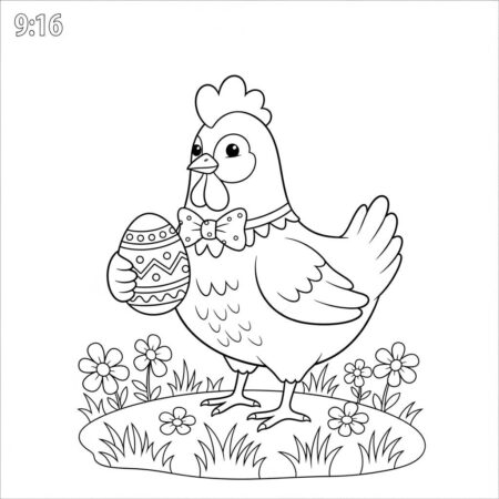 Galinha Pascoa Fofa (Desenho para Colorir)