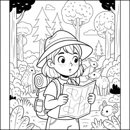 Garota Aventureira (Desenho para Colorir)