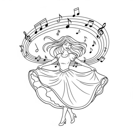 Garota Dancarina (Desenho para Colorir)
