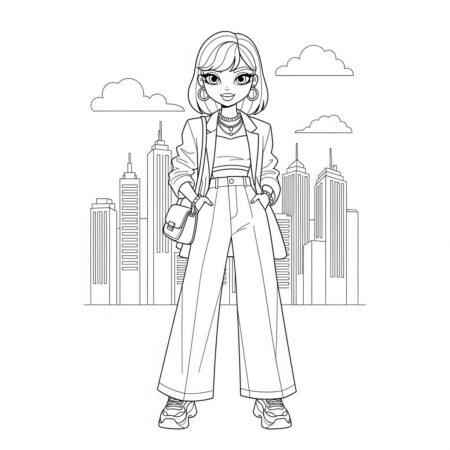 Garota Estilosa (Desenho para Colorir)