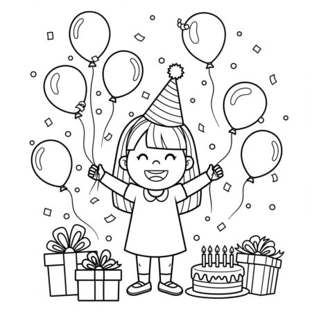 Garota Festiva (Desenho para Colorir)