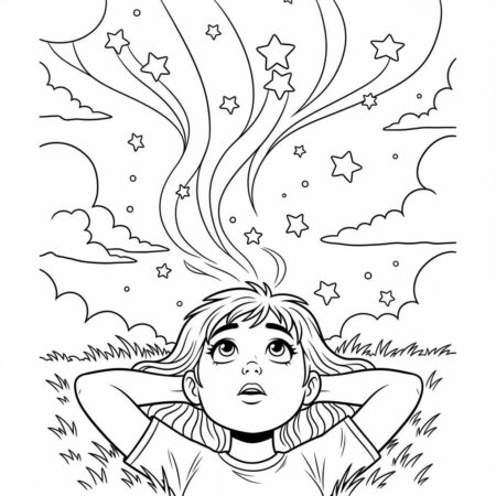 Garota Sonhadora (Desenho para Colorir)