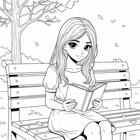 Garota de Anime Realista (Desenho para Colorir)