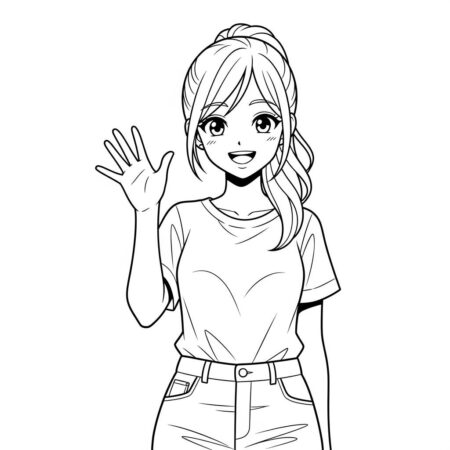 Garota de Anime Simples (Desenho para Colorir)