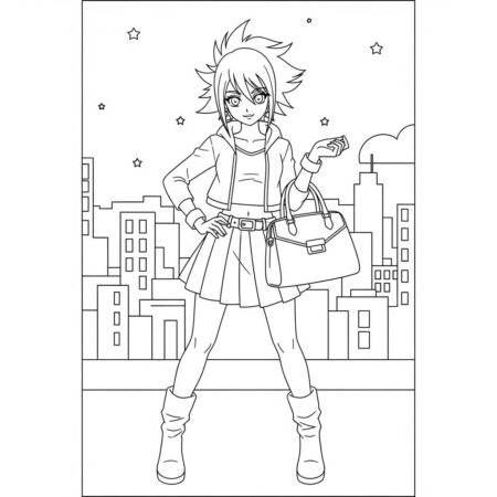 Garota de Anime com Estilo (Desenho para Colorir)