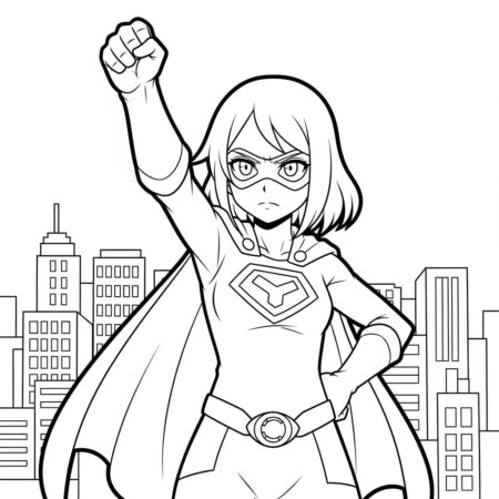 Garota de Anime de Super Heroi (Desenho para Colorir)