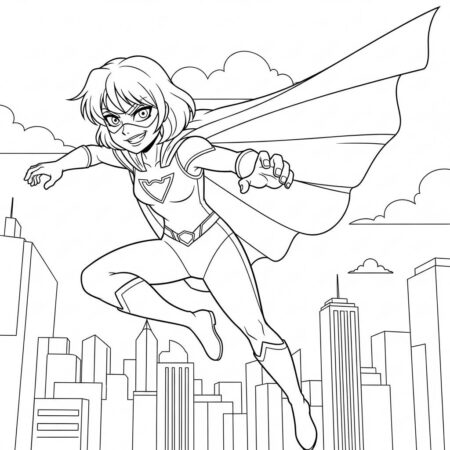 Garota de Anime em Acao (Desenho para Colorir)