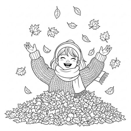 Garota de Outono (Desenho para Colorir)