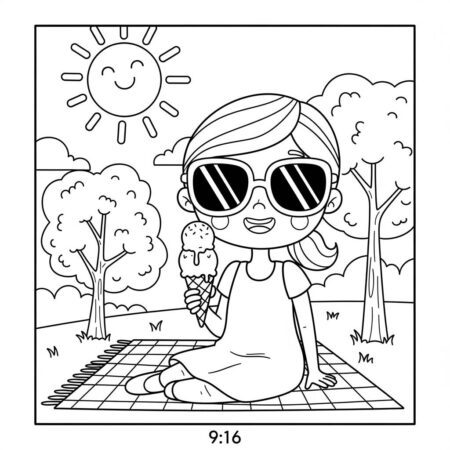 Garota de Verao (Desenho para Colorir)