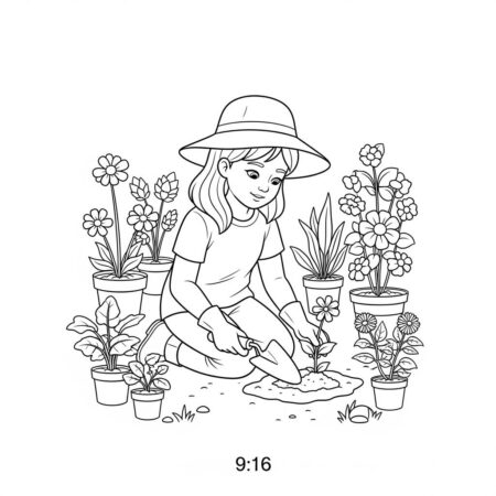 Garota e seu Hobby (Desenho para Colorir)