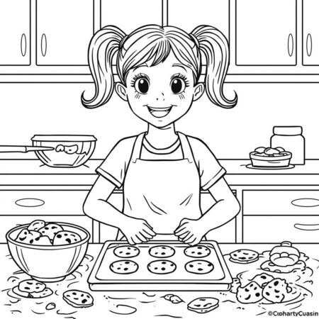 Garotinha e a Culinaria (Desenho para Colorir)