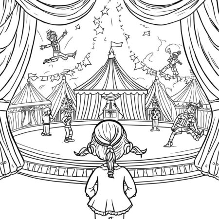 Garotinha e o Circo (Desenho para Colorir)