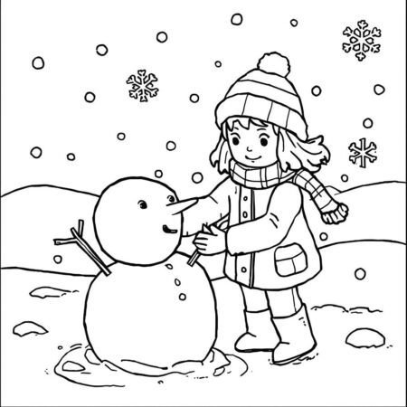Garotinha na Neve (Desenho para Colorir)