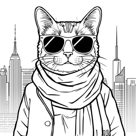 Gatinha Estilosa (Desenho para Colorir)