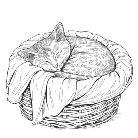 Gato Realista Dormindo (Desenho para Colorir)