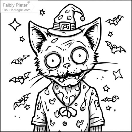 Gato Zumbi (Desenho para Colorir)