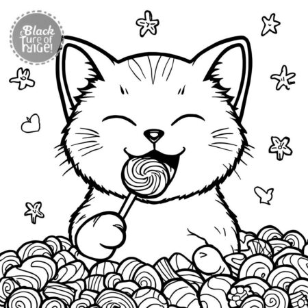 Gato e Caramelo (Desenho para Colorir)