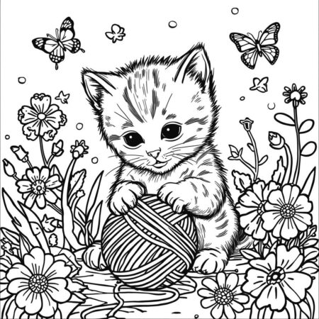 Gato fofo Para Meninas (Desenho para Colorir)