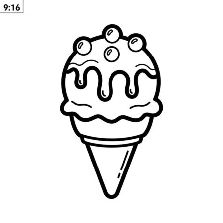Gelado de Chocolate (Desenho para Colorir)