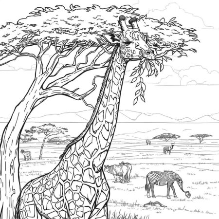 Girafa alta Para Meninas (Desenho para Colorir)