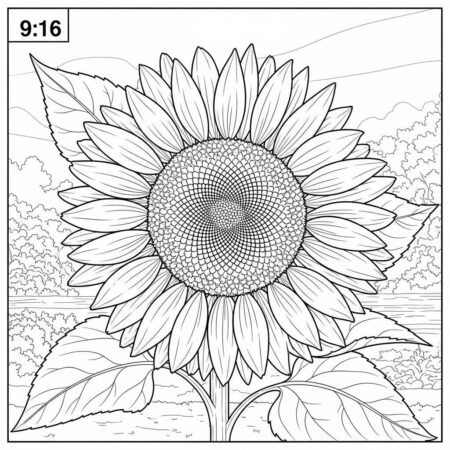 Girassol Realista Detalhado (Desenho para Colorir)