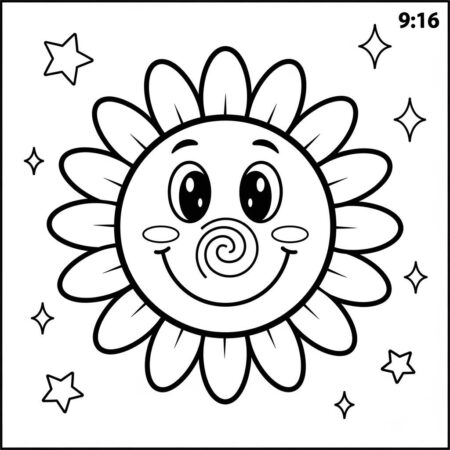 Girassol com Sorriso (Desenho para Colorir)