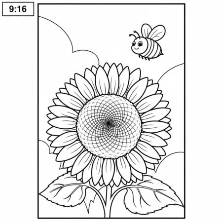 Girassol e Abelha (Desenho para Colorir)