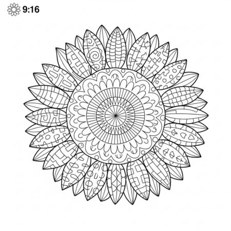 Girassol e Cores (Desenho para Colorir)