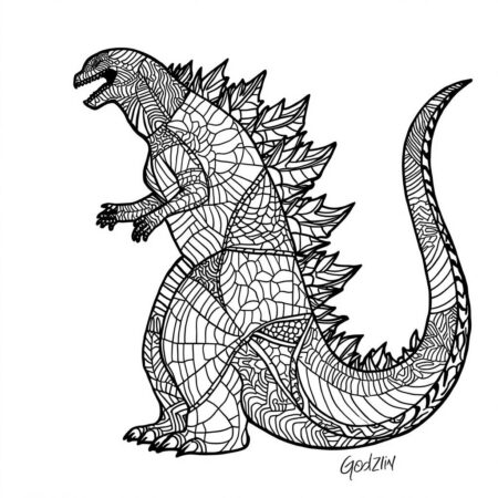 Godzilla Artistico (Desenho para Colorir)