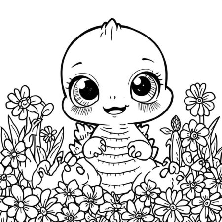 Godzilla Kawaii (Desenho para Colorir)