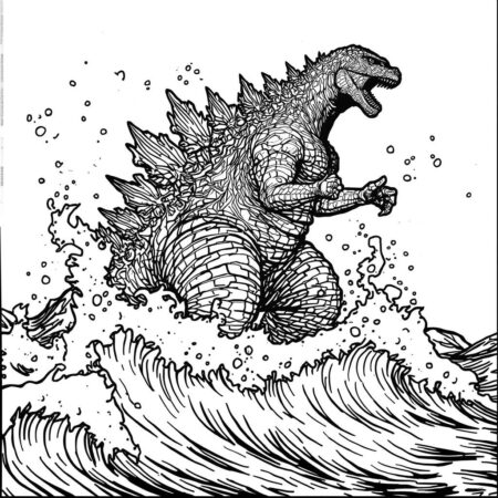 Godzilla Realista (Desenho para Colorir)