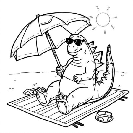 Godzilla e Ferias (Desenho para Colorir)