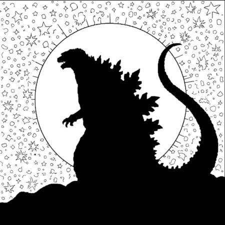 Godzilla e a Lua (Desenho para Colorir)
