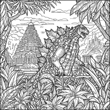 Godzilla em Aventura (Desenho para Colorir)