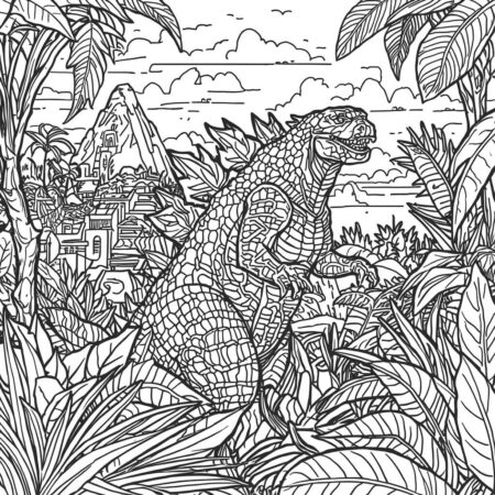 Godzilla em Aventura (Desenho para Colorir)