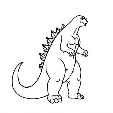Godzilla em Estilo Simples (Desenho para Colorir)