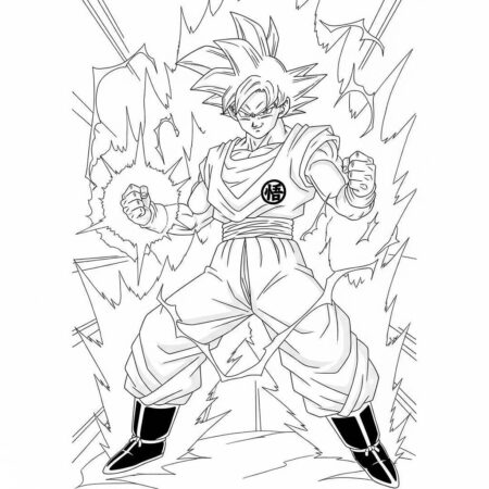 Goku Lutando Poderoso (Desenho para Colorir)