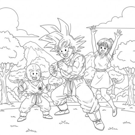 Goku e Amizade (Desenho para Colorir)
