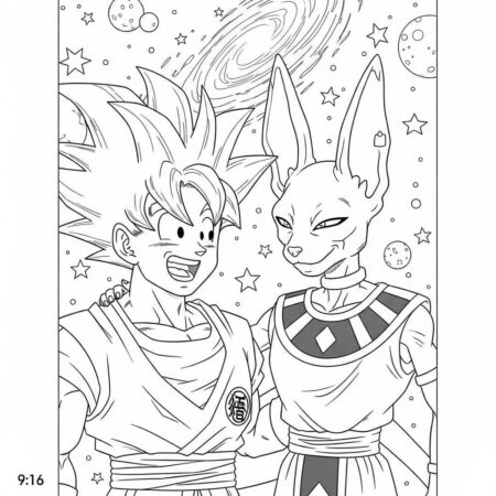 Goku e Beerus Encontro (Desenho para Colorir)