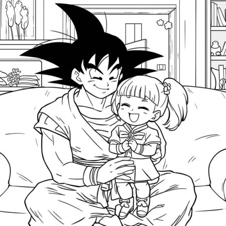 Goku e Chi Chi (Desenho para Colorir)