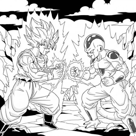 Goku e Frieza Confronto (Desenho para Colorir)